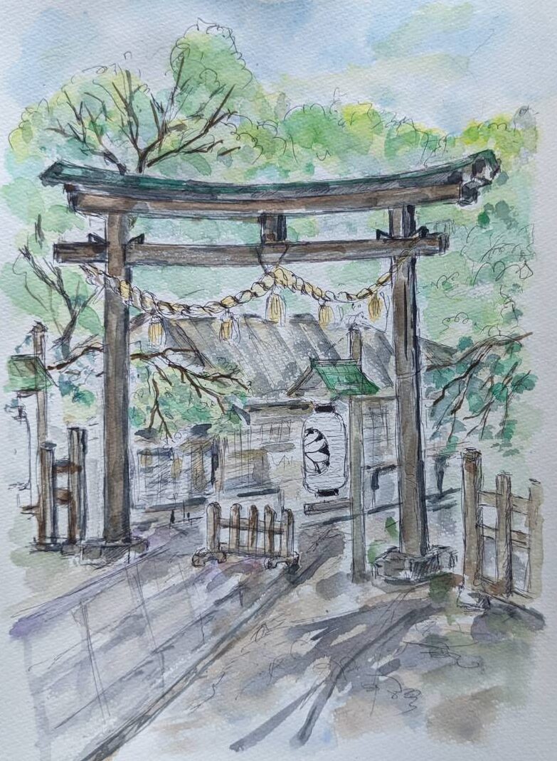 徳島県の忌部神社をスケッチ